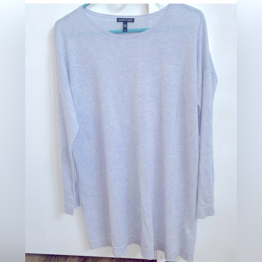 EILEEN FISHER SleekTunic Top Crew Neck Tencel Lyocell Merino Wool Alpaca Size SP